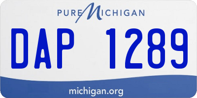 MI license plate DAP1289