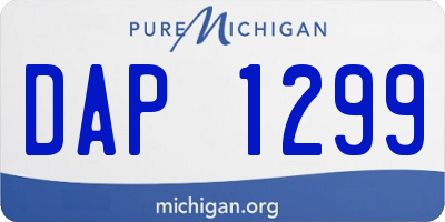MI license plate DAP1299