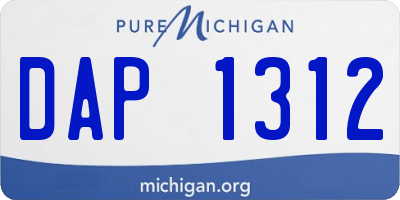 MI license plate DAP1312