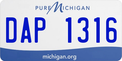 MI license plate DAP1316