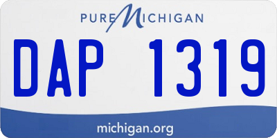 MI license plate DAP1319