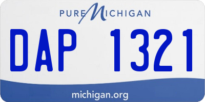 MI license plate DAP1321
