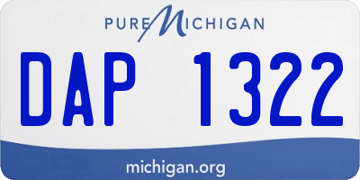 MI license plate DAP1322