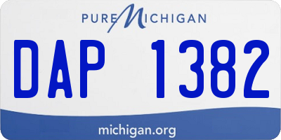 MI license plate DAP1382
