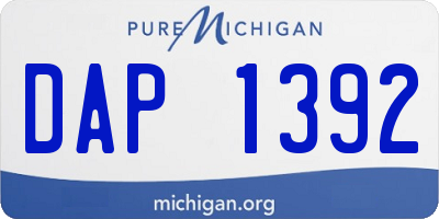 MI license plate DAP1392