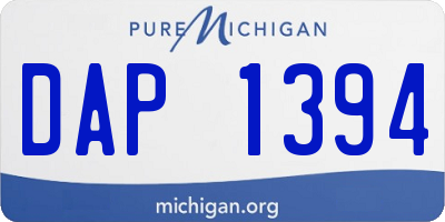 MI license plate DAP1394