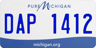 MI license plate DAP1412