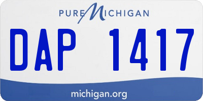 MI license plate DAP1417