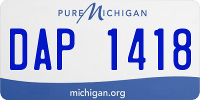 MI license plate DAP1418