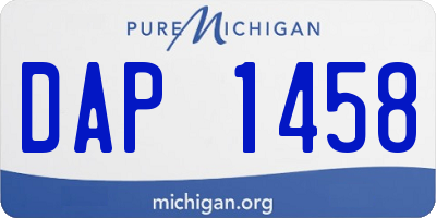 MI license plate DAP1458