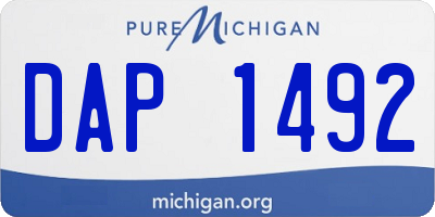 MI license plate DAP1492
