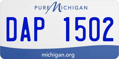 MI license plate DAP1502