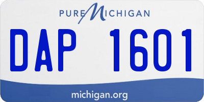 MI license plate DAP1601