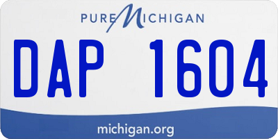 MI license plate DAP1604