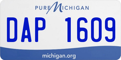 MI license plate DAP1609
