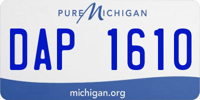 MI license plate DAP1610