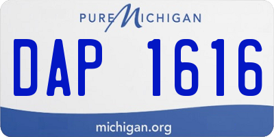 MI license plate DAP1616