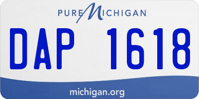 MI license plate DAP1618
