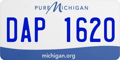 MI license plate DAP1620