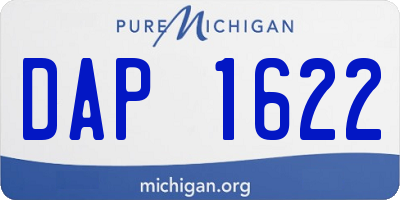 MI license plate DAP1622