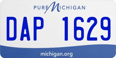 MI license plate DAP1629