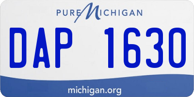MI license plate DAP1630