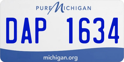 MI license plate DAP1634