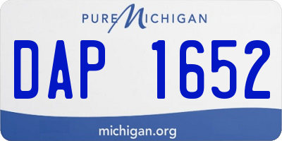 MI license plate DAP1652