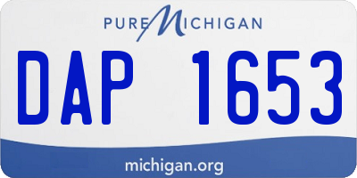 MI license plate DAP1653