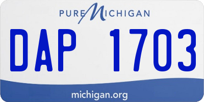 MI license plate DAP1703