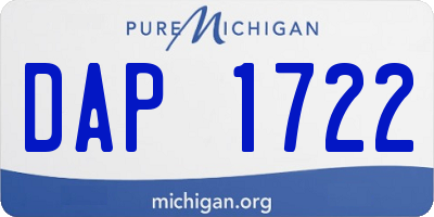 MI license plate DAP1722
