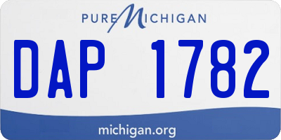 MI license plate DAP1782