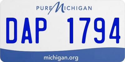 MI license plate DAP1794