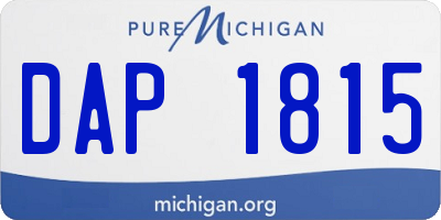 MI license plate DAP1815