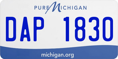 MI license plate DAP1830