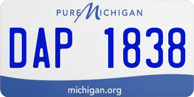 MI license plate DAP1838