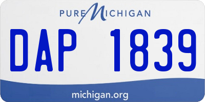 MI license plate DAP1839