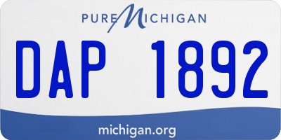 MI license plate DAP1892