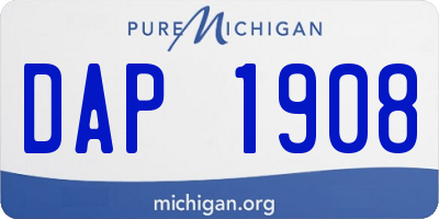 MI license plate DAP1908