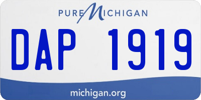 MI license plate DAP1919