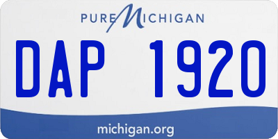 MI license plate DAP1920