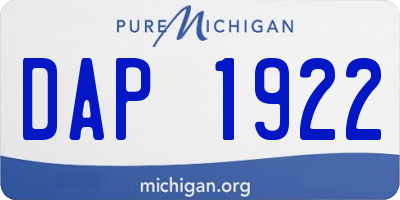 MI license plate DAP1922