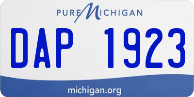 MI license plate DAP1923