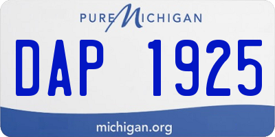 MI license plate DAP1925