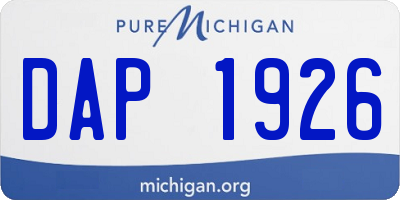 MI license plate DAP1926