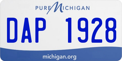 MI license plate DAP1928