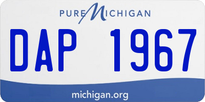 MI license plate DAP1967