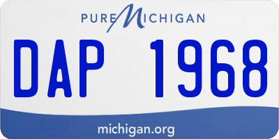 MI license plate DAP1968