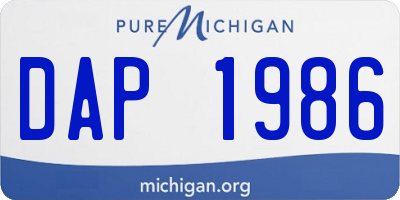 MI license plate DAP1986