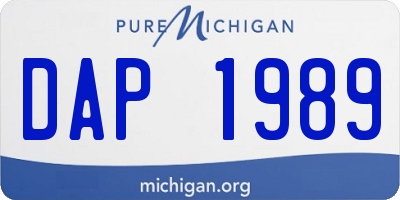 MI license plate DAP1989